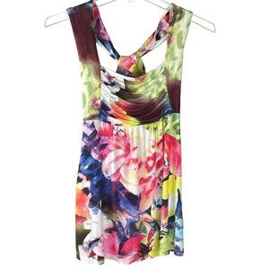 Boston Proper Tank Tropical Floral Square Neck Women's Size XXS